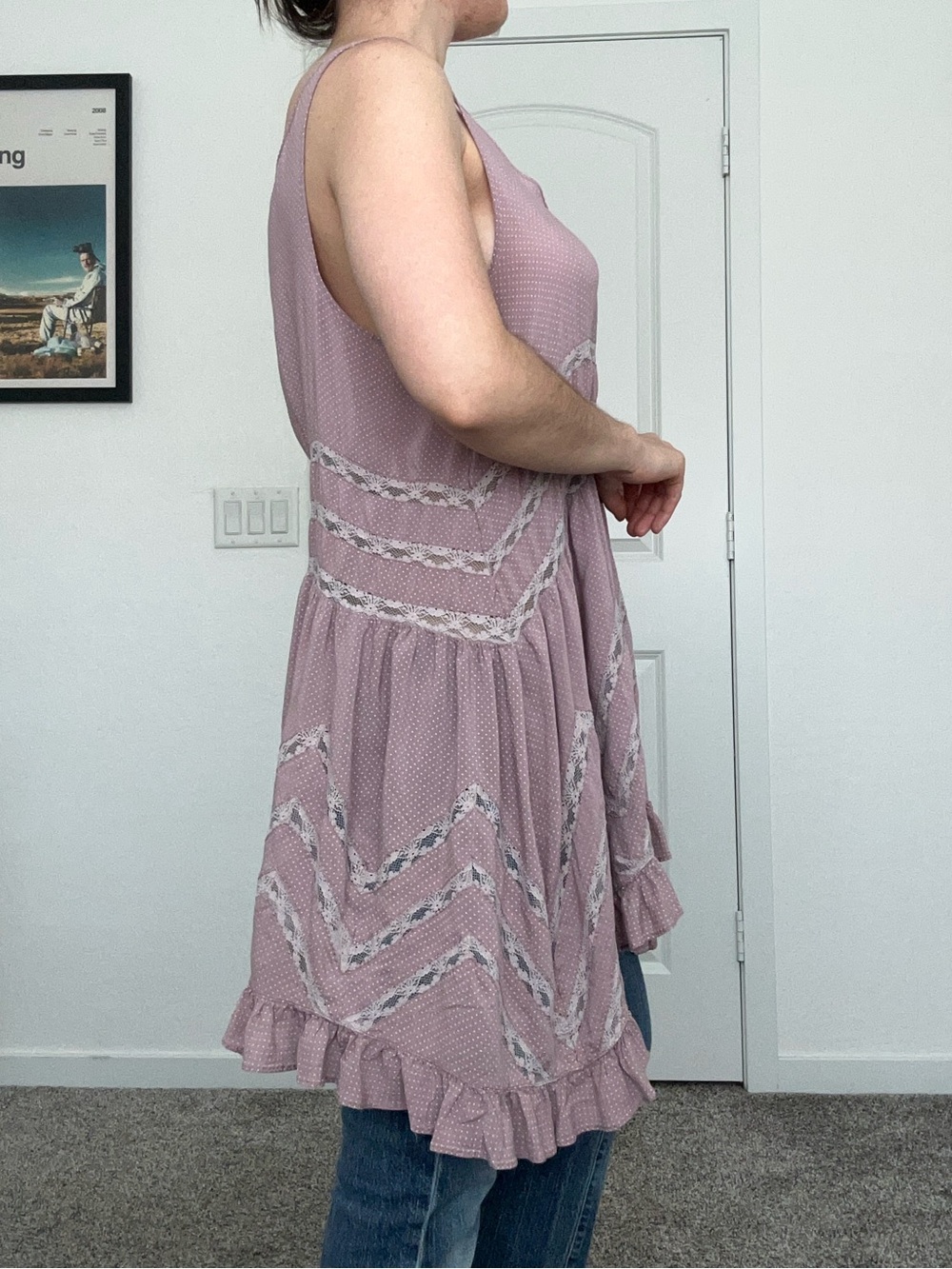 Free People Dusty Purple Ruffled Mini Dress - Picture 2 of 7